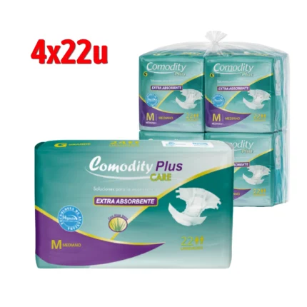 Pañal Adulto Comodity Plus Care Talla M Bolsón 4 paquetes x 22 Unidades