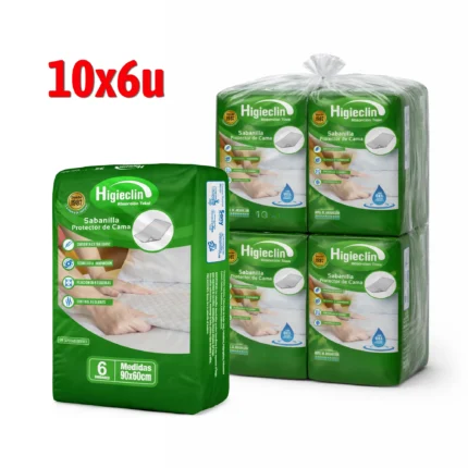 Sabanilla Higieclin 90x60cm Bolsón 10 Paquetes x 6 Unidades