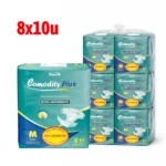 Pañal Adulto Comodity Plus Care Talla M Bolsón 8 Paquetes x 10 Unidades