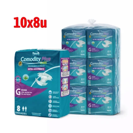 Pañal Adulto Comodity Plus Care Talla G Bolsón 10 Paquetes x 8 Unidades