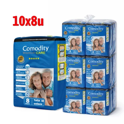 Pañal Adultos Comodity Premium Talla M Bolsón 10 Paquetes x 8 Unidades