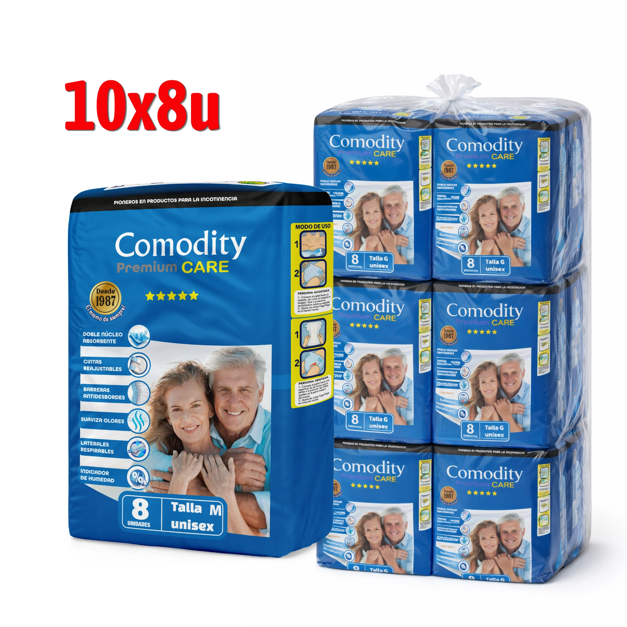 Pañal Adultos Comodity Premium Talla M Bolsón 10 Paquetes x 8 Unidades Pañal Adultos Comodity Premium Talla M Bolsón 10 Paquetes x 8 Unidades