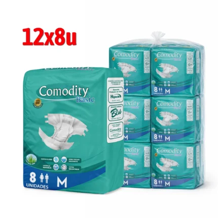 Pañal Adulto Comodity Basic Talla M 12 Paquetes x 8 Unidades