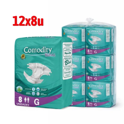 Pañal Adulto Comodity Basic Talla G 12 Paquetes x 8 Unidades