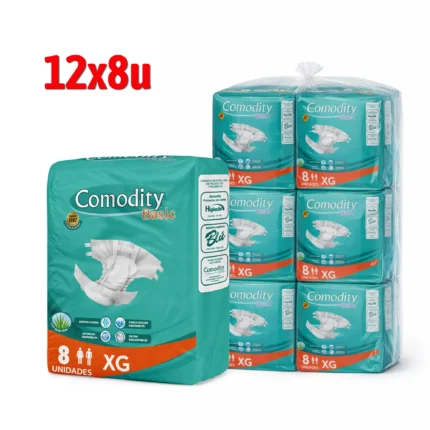 Pañal Adulto Comodity Basic Talla XG 12 Paquetes x 8 Unidades