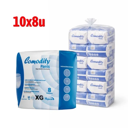 Pañal Tipo Calzón Comodity Talla XG (Pants) Desechable Bolsón 10 Paquetes x 8 Unidades