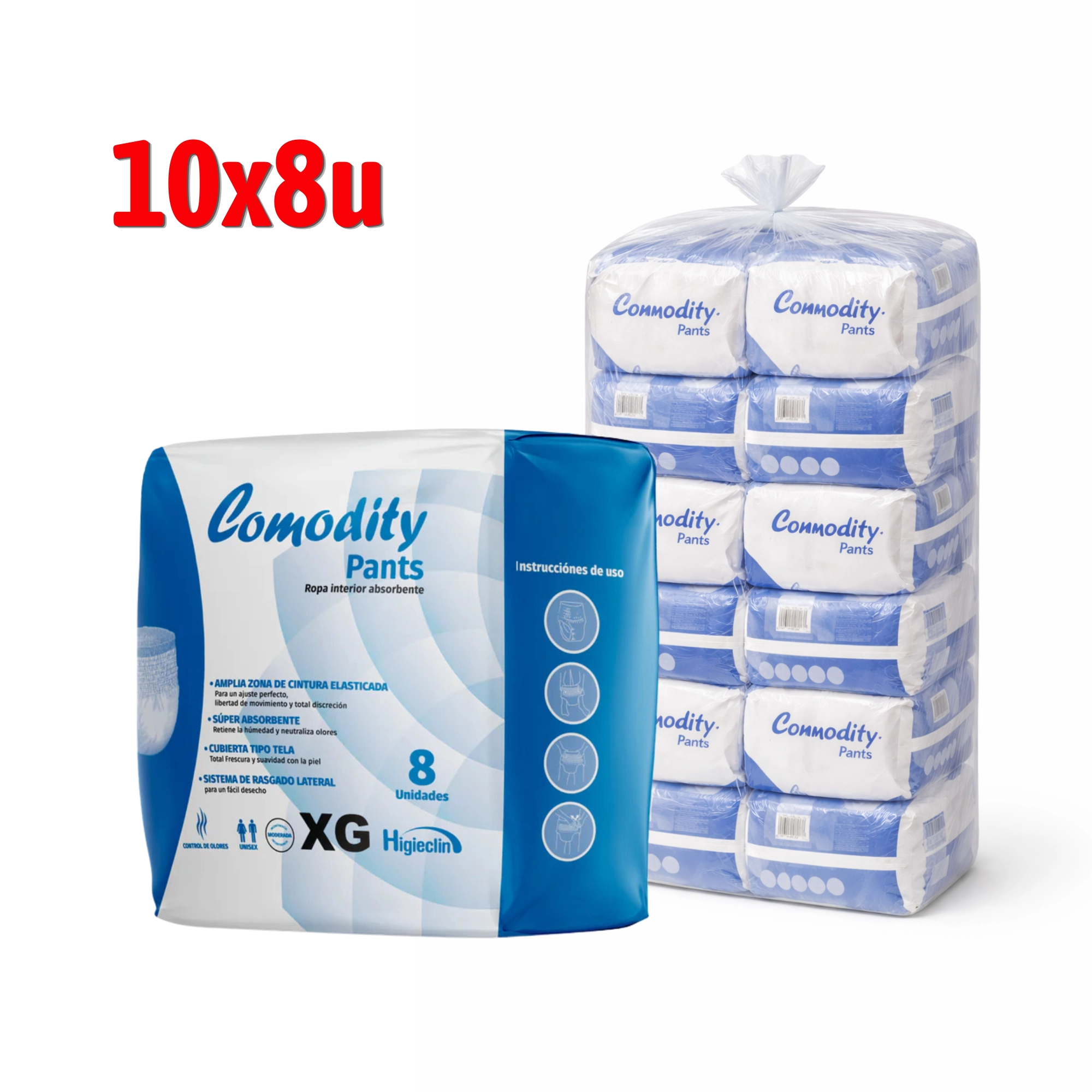 Pañal Tipo Calzón Comodity Talla XG (Pants) Desechable Bolsón 10 Paquetes x 8 Unidades Pañal Tipo Calzón Comodity Talla XG (Pants) Desechable Bolsón 10 Paquetes x 8 Unidades