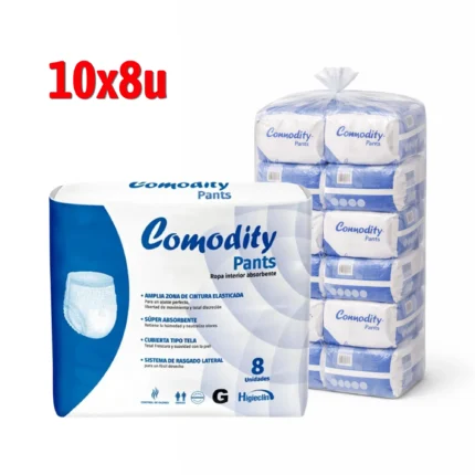 Pañal Tipo Calzón Comodity Talla G (Pants) Desechable Bolsón 10 paquetes x 8 Unidades