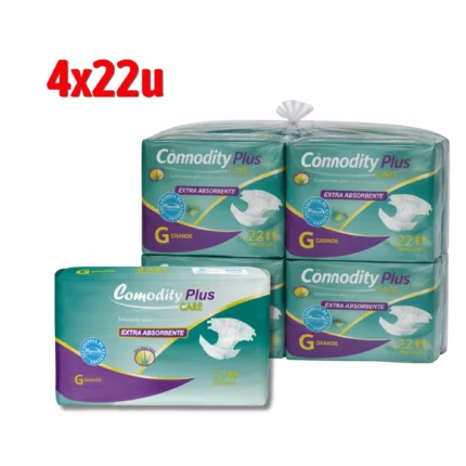 Pañal Adulto Comodity Plus Care Talla G Bolsón 4 Paquetes x 22 Unidades